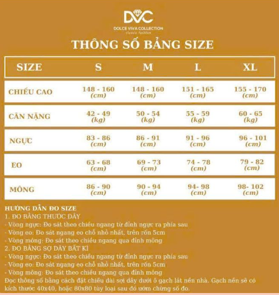 Bảng size